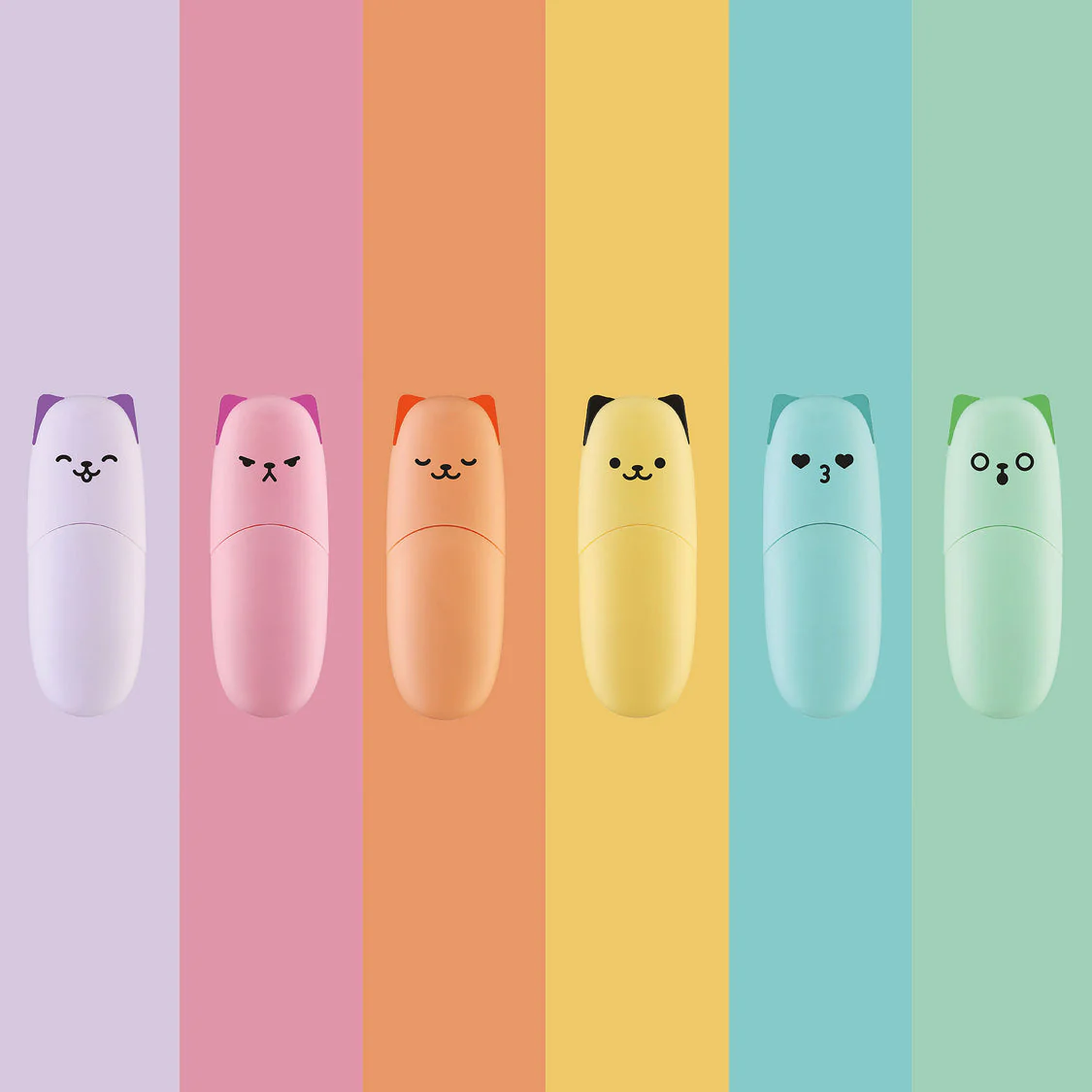 Mustard Kitty Cats Highlighters Multi-Coloured 3x1.5x8cm - Image 4
