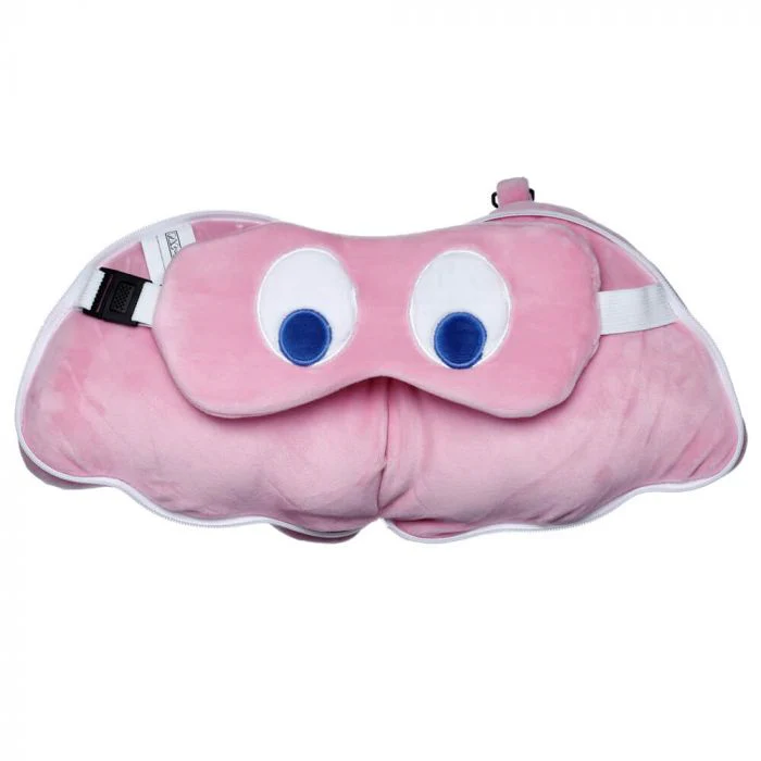 Pac-Man Pink Ghost Travel Pillow & Eye Mask Set - Image 2
