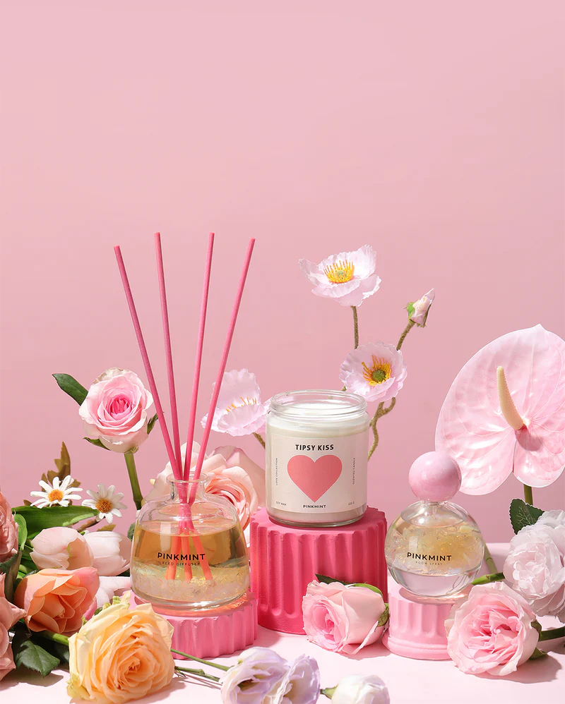 Pinkmint Candle Tipsy Kiss Reed Diffuser Crystal Infused - Image 2