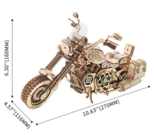 Robotime 3D DIY Wooden Puzzle Cruiser Motorcycle LK504 - Image 2