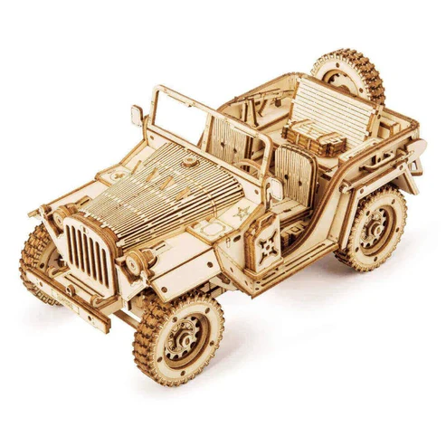 Robotime 3D DIY Wooden Puzzle Mechanical Gear Army Field Car MC701 - Image 4
