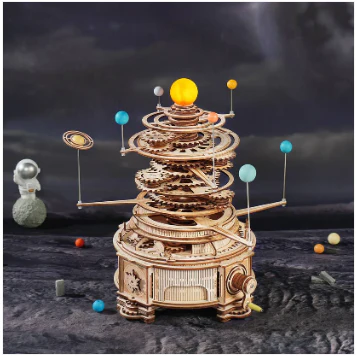 Robotime 3D DIY Wooden Puzzle Mechanical Orrery - Image 3