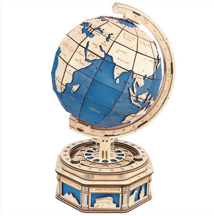Robotime 3D Laser Cut Wooden Puzzle DIY Secret Locker Model Kit The Globe