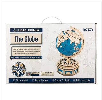 Robotime 3D Laser Cut Wooden Puzzle DIY Secret Locker Model Kit The Globe - Image 3