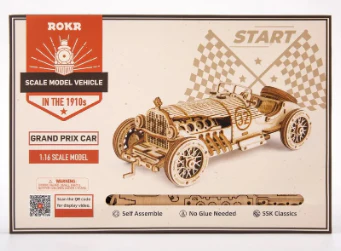 Robotime 3D Wooden DIY Model 1:16 Puzzle Mechanical Gear Grand Prix Car - Image 2