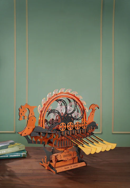 Robotime 3D Wooden Puzzle Viking Dragon Ship Mechanical LK802 - Image 3