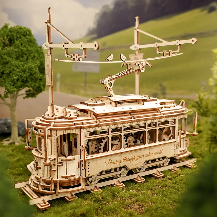 Robotime ROKR 3D DIY Wooden Puzzle Mechanical Models Classic City Tram - Image 3