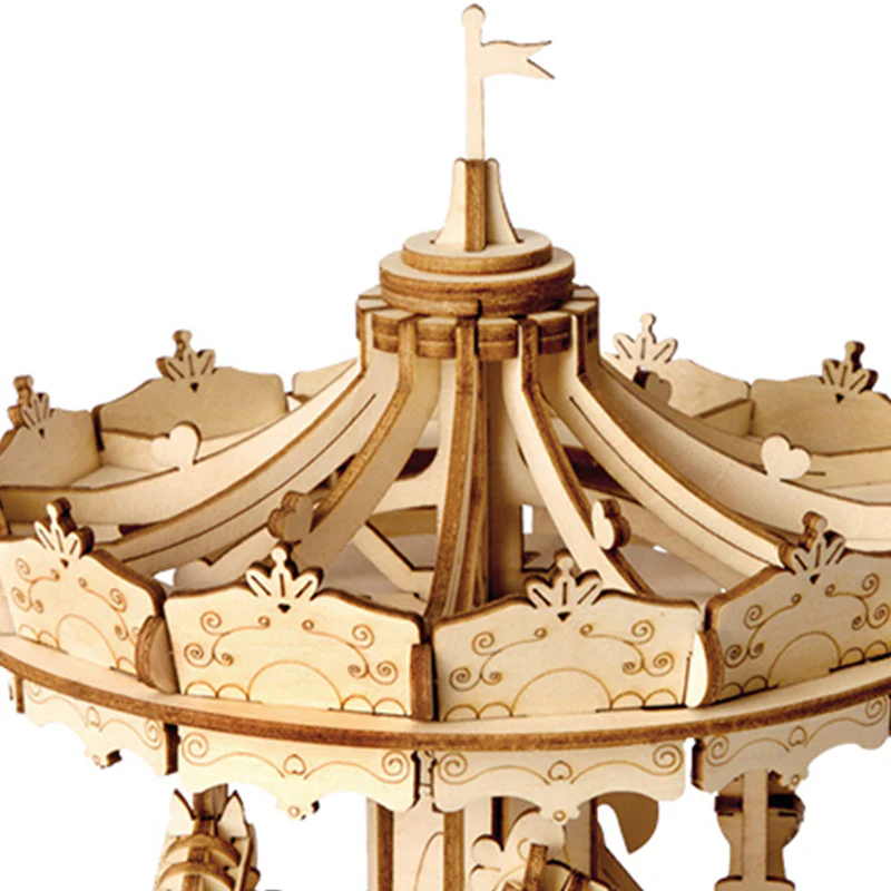 Robotime Classical 3D Wooden Merry Go Round - Image 3