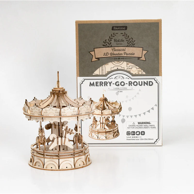 Robotime Classical 3D Wooden Merry Go Round - Image 4