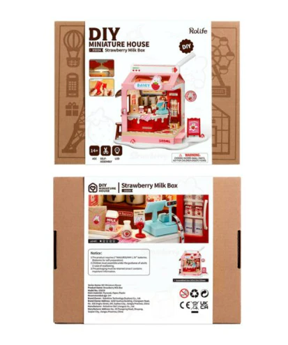 Robotime DIY Mini House Strawberry Milk Box - Image 2