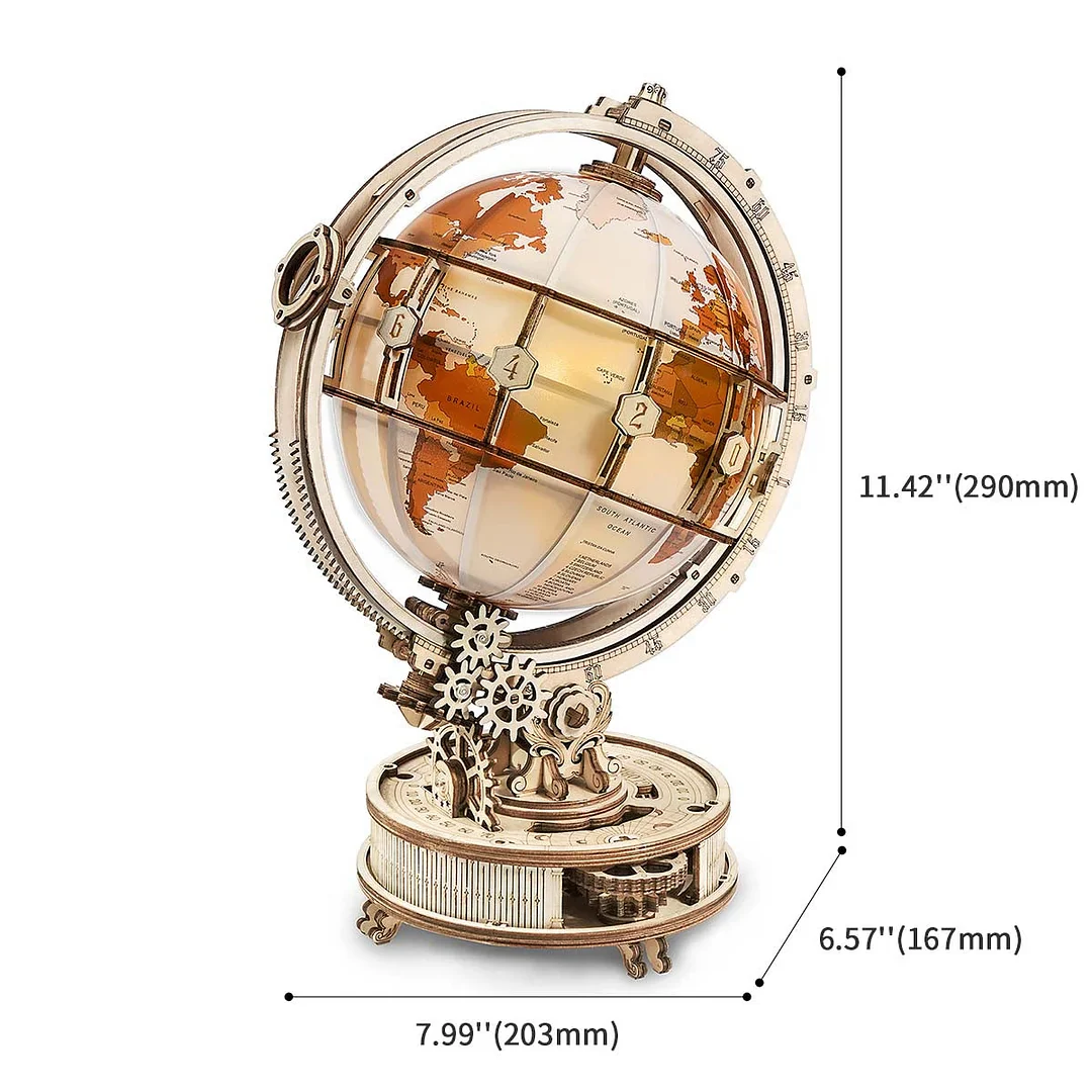 Robotime ROKR 3D Wooden Puzzle Luminous Globe - Image 6