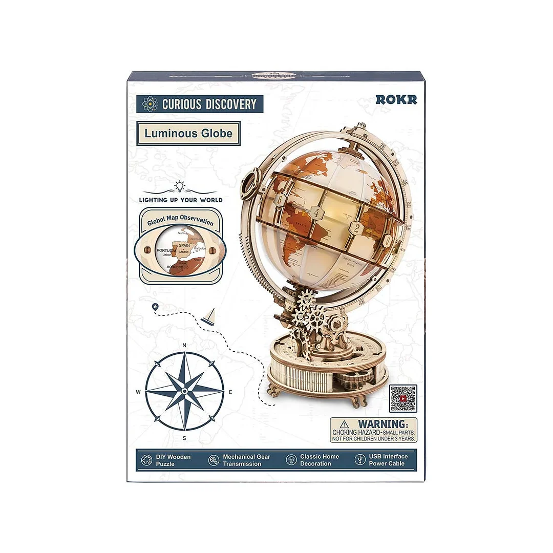 Robotime ROKR 3D Wooden Puzzle Luminous Globe - Image 7
