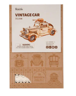 Robotime Retro Vintage Car DIY 3D Wooden Puzzle - Image 2