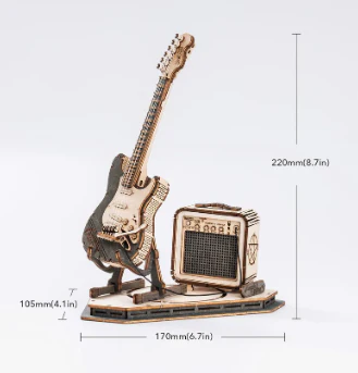 Robotime ROKR Electric Guitar Model 3D Wooden Puzzle - Image 3