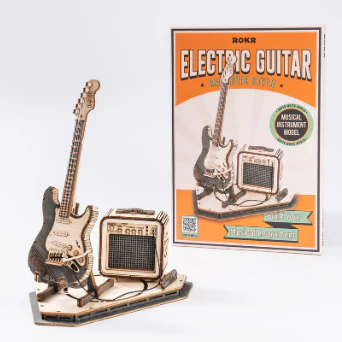 Robotime ROKR Electric Guitar Model 3D Wooden Puzzle - Image 4