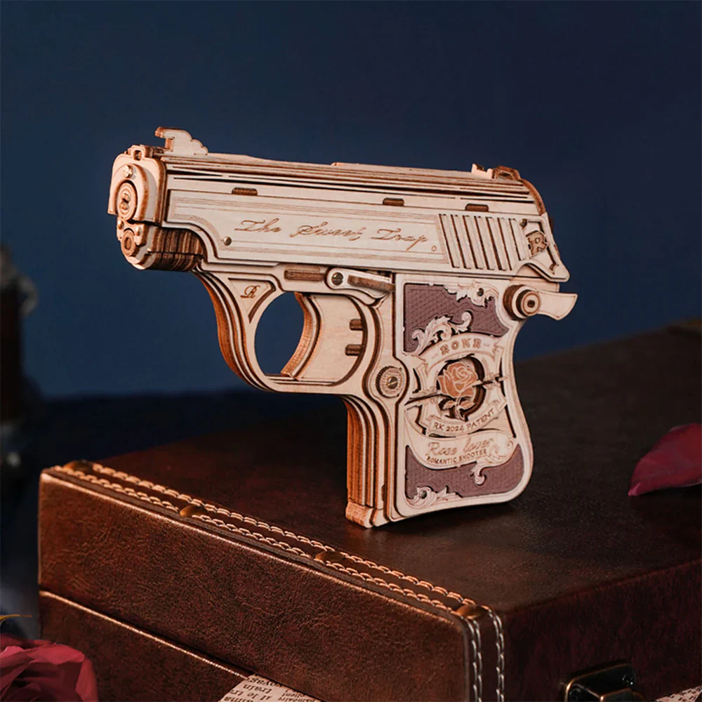 Robotime ROKR Mini Gun Wooden 3D Puzzle Toy Gun LQ502 - Image 2
