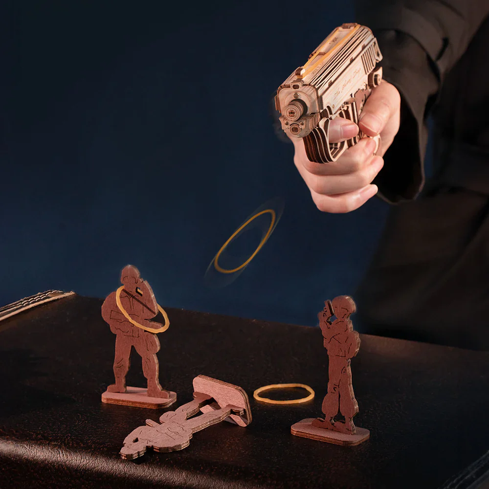 Robotime ROKR Mini Gun Wooden 3D Puzzle Toy Gun LQ502 - Image 4