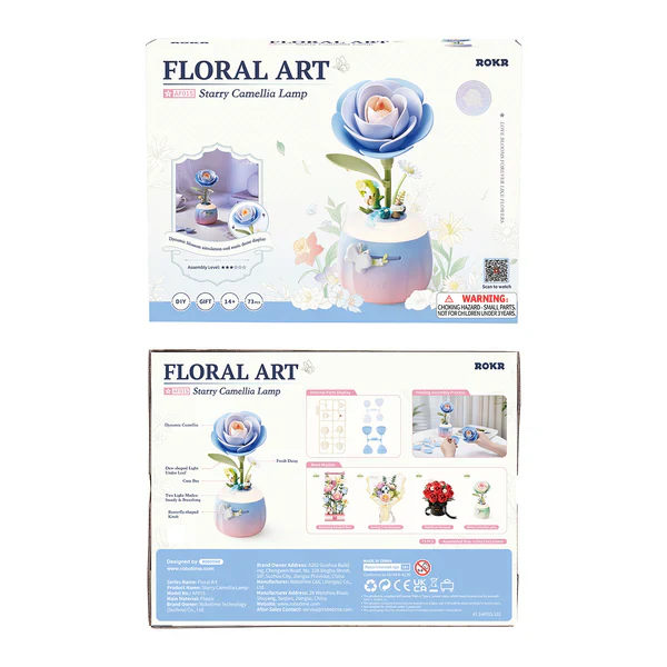Robotime ROKR Starry Camellia Lamp DIY 3D Flower Night Light - Image 6