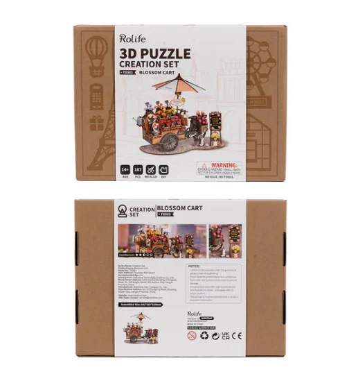 Robotime Rolife  3D Wooden Puzzle Blossom Cart - Image 2