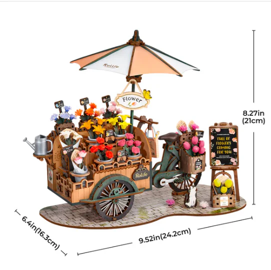 Robotime Rolife  3D Wooden Puzzle Blossom Cart - Image 3