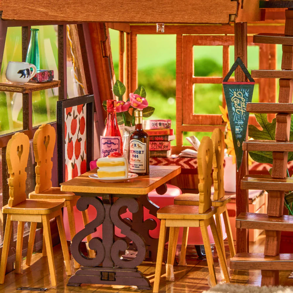Robotime Rolife A-Frame Cabin DIY Miniature House DG181 - Image 4