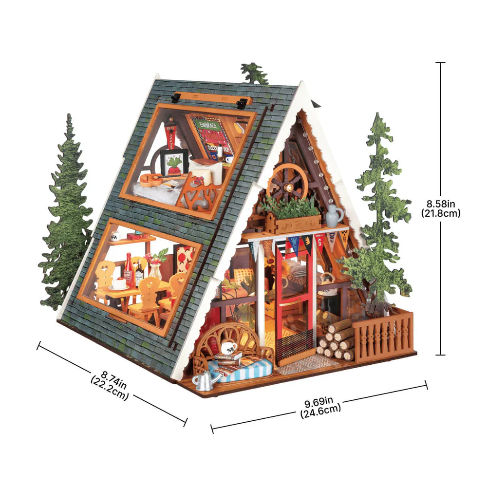 Robotime Rolife A-Frame Cabin DIY Miniature House DG181 - Image 6