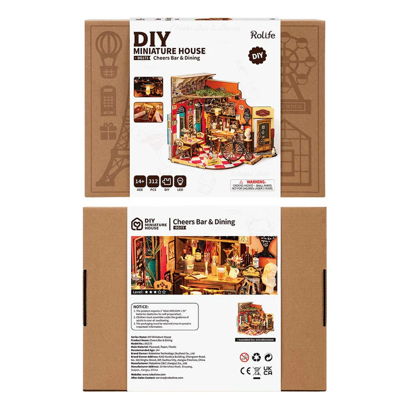 Robotime Rolife Cheers Bar & Dining DIY Miniature House DG173 - Image 8