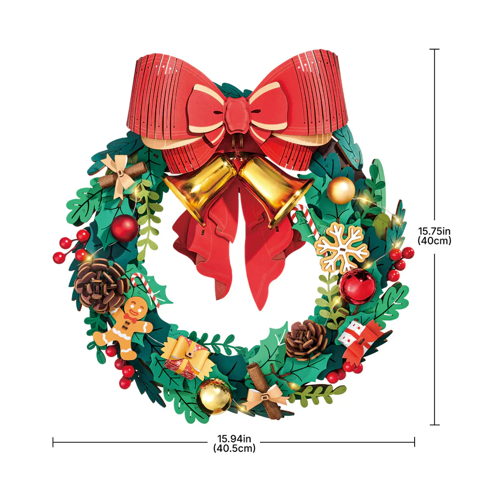 Robotime Rolife Christmas Wreath 3D Wooden Puzzle TGL04 - Image 2