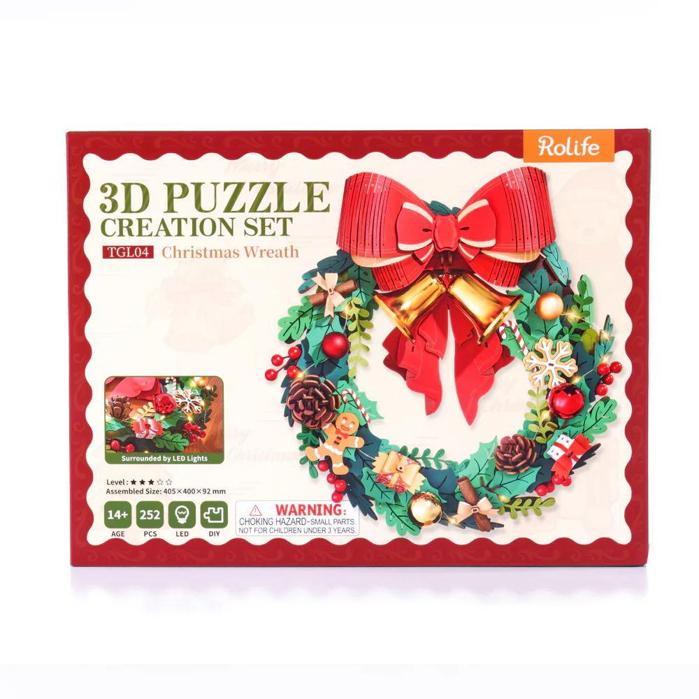 Robotime Rolife Christmas Wreath 3D Wooden Puzzle TGL04 - Image 4