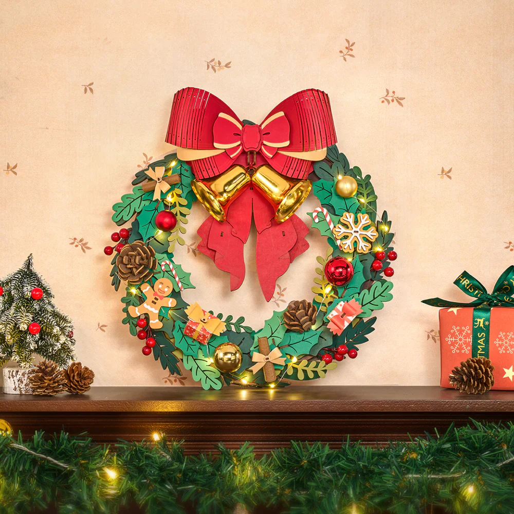 Robotime Rolife Christmas Wreath 3D Wooden Puzzle TGL04 - Image 6