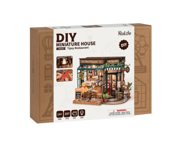 Robotime Rolife DIY Miniature House Tipsy Restaurant DG167 - Image 3