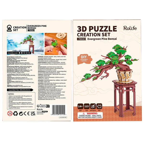 Robotime Rolife Evergreen Pine Bonsai DIY Wooden 3D Puzzle TG510 - Image 6