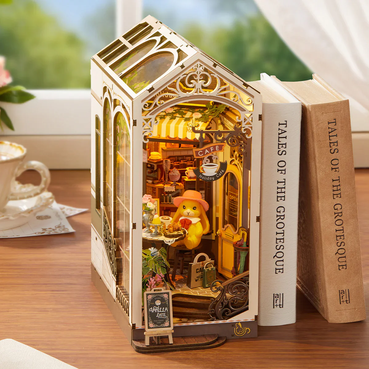 Robotime Rolife Holiday Cafe DIY Book Nook Shelf Insert TGB15 - Image 5