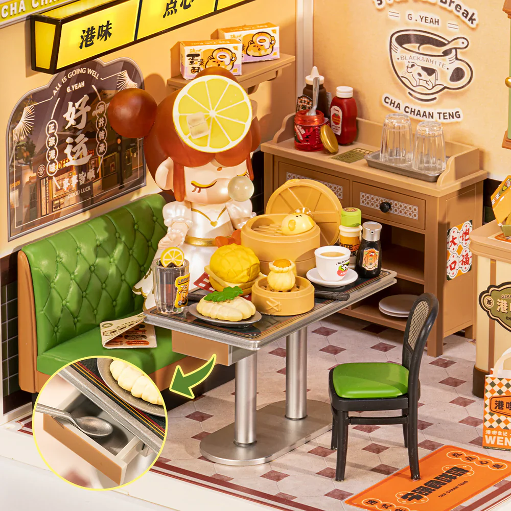 Robotime Rolife Hong Kong Bites Cafe Super Creator Miniature House DW021 - Image 5