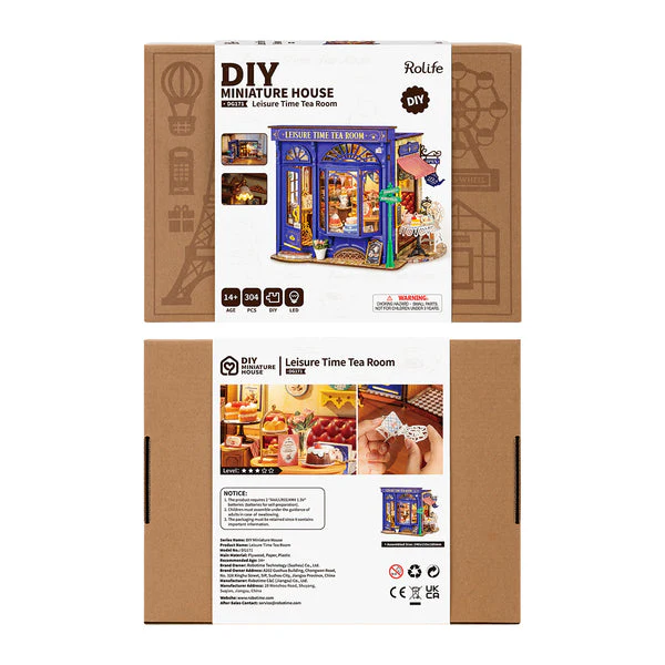 Robotime Rolife Leisure Time Tea Room DIY Miniature House DG171 - Image 5