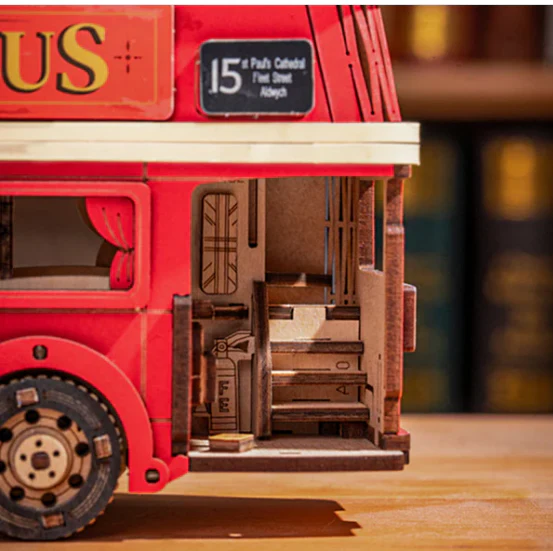 Robotime Rolife London Tour Bus 3D Wooden Puzzle - Image 3