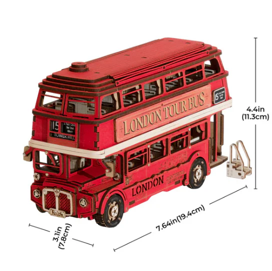 Robotime Rolife London Tour Bus 3D Wooden Puzzle - Image 5