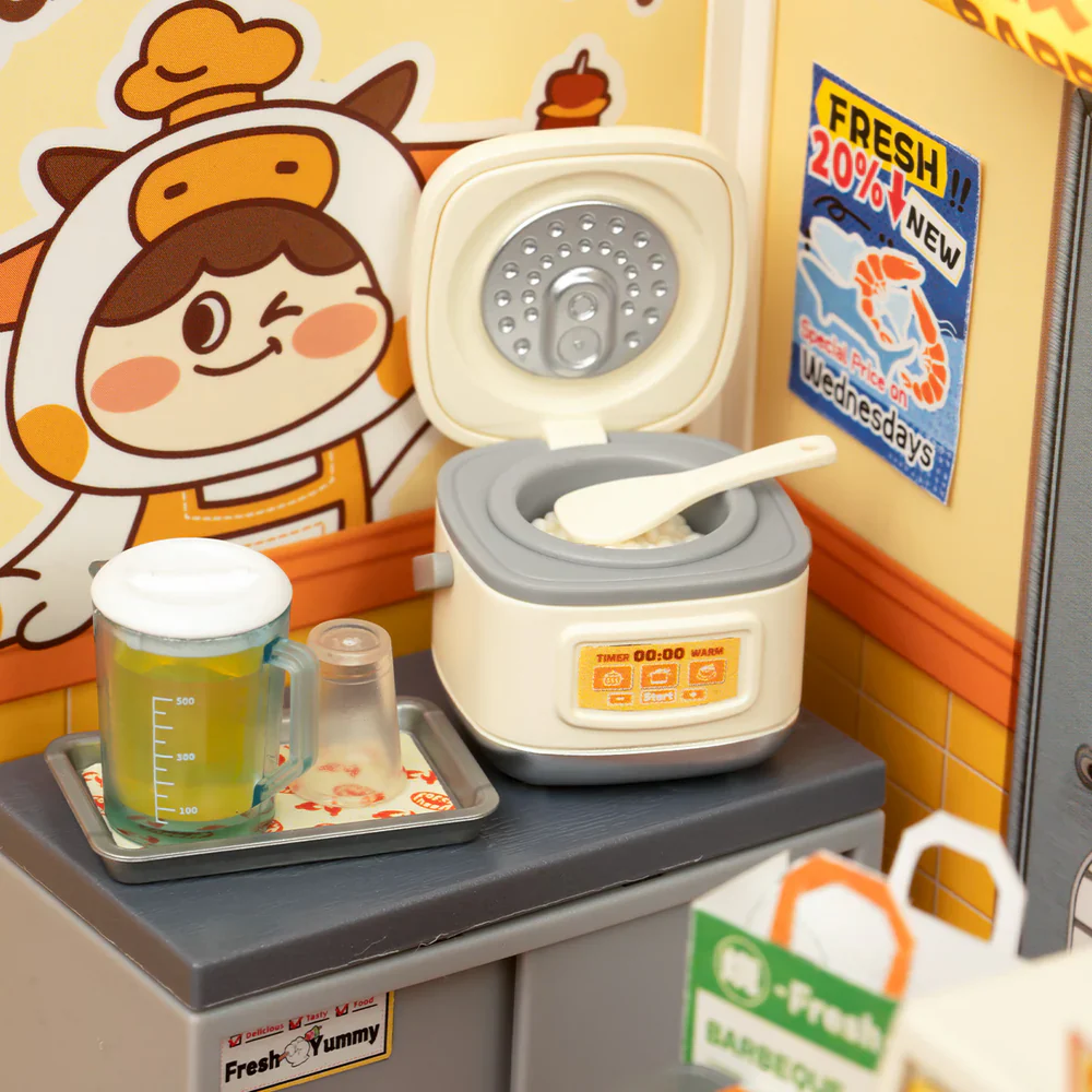 Robotime Rolife Night Out Food Stall DIY Miniature House DW022 - Image 3