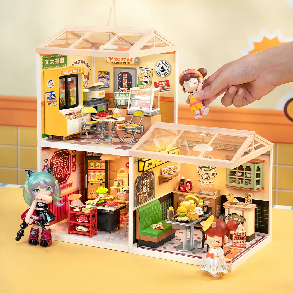 Robotime Rolife Night Out Food Stall DIY Miniature House DW022 - Image 4
