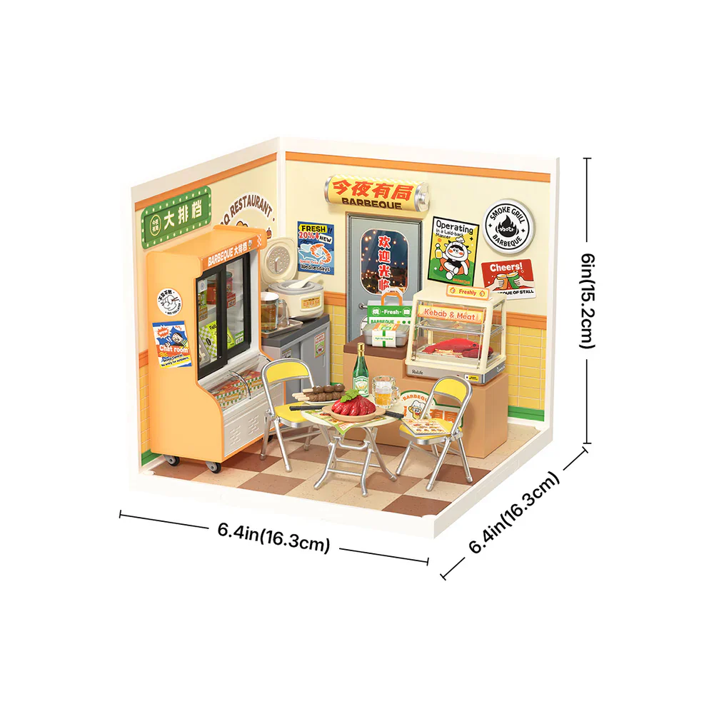 Robotime Rolife Night Out Food Stall DIY Miniature House DW022 - Image 5