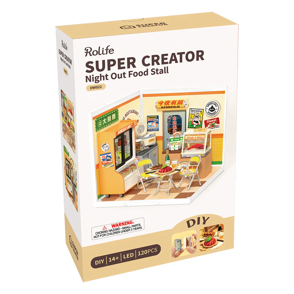 Robotime Rolife Night Out Food Stall DIY Miniature House DW022 - Image 6
