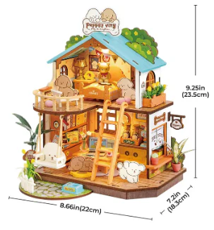 Robotime Rolife Puppy's Cozy Villa DIY Miniature House DG169 - Image 3