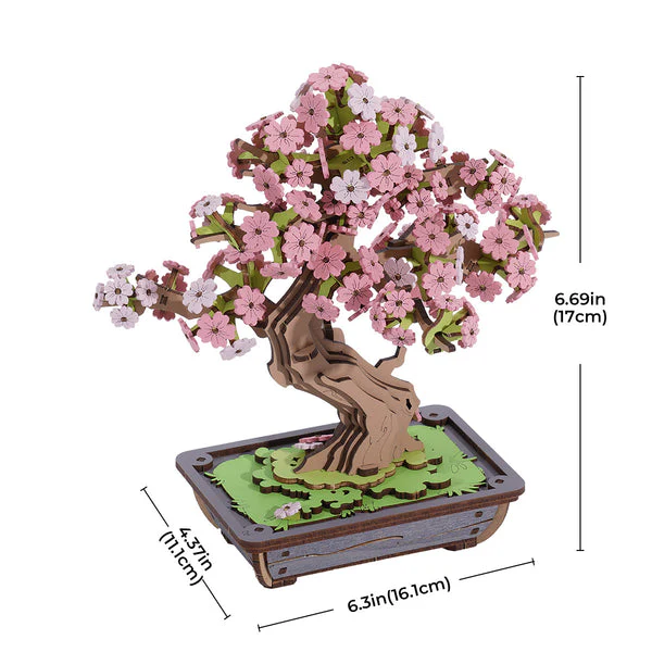 Robotime Rolife Sakura Bonsai DIY Wooden 3D Puzzle TG415 - Image 4