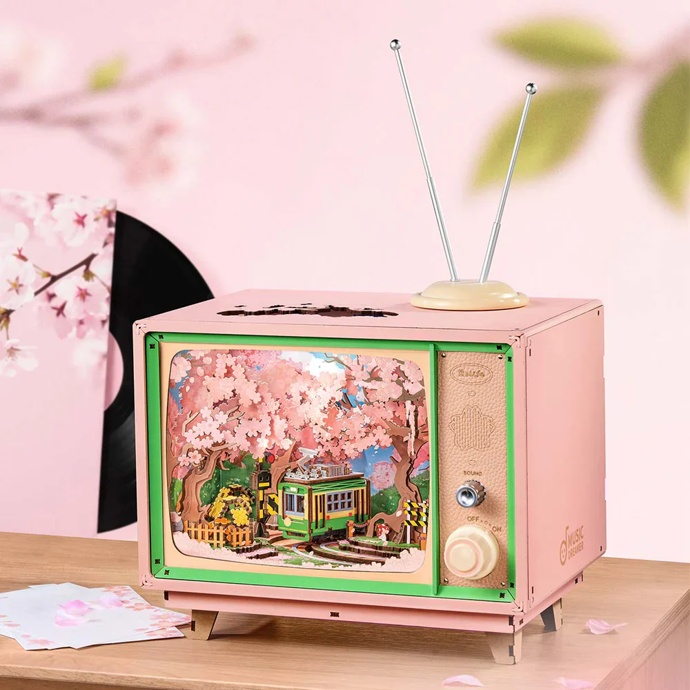 Robotime Rolife Sakura Dreamy Tour DIY Music Box 3D Wooden Puzzle AMT02 - Image 3