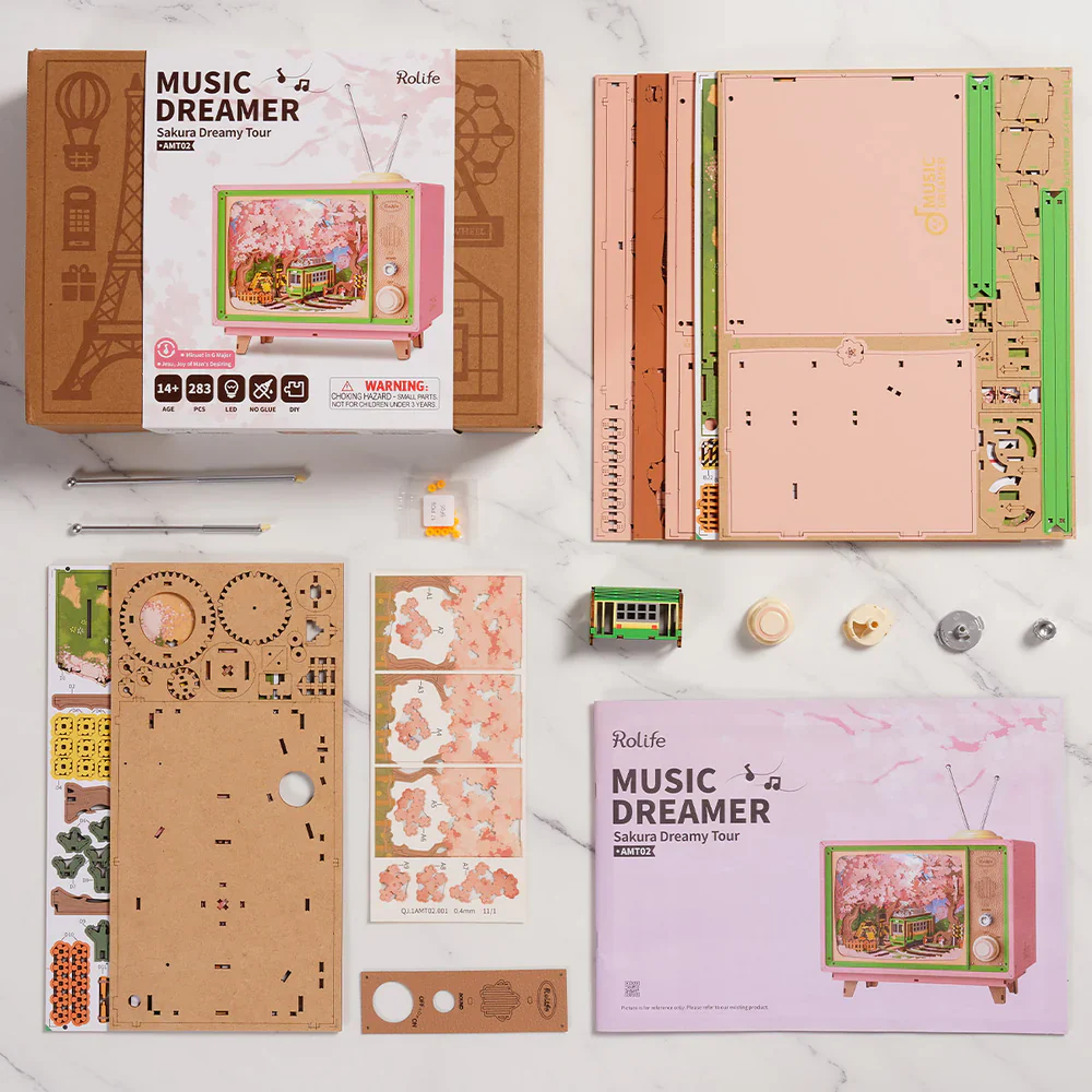 Robotime Rolife Sakura Dreamy Tour DIY Music Box 3D Wooden Puzzle AMT02 - Image 4