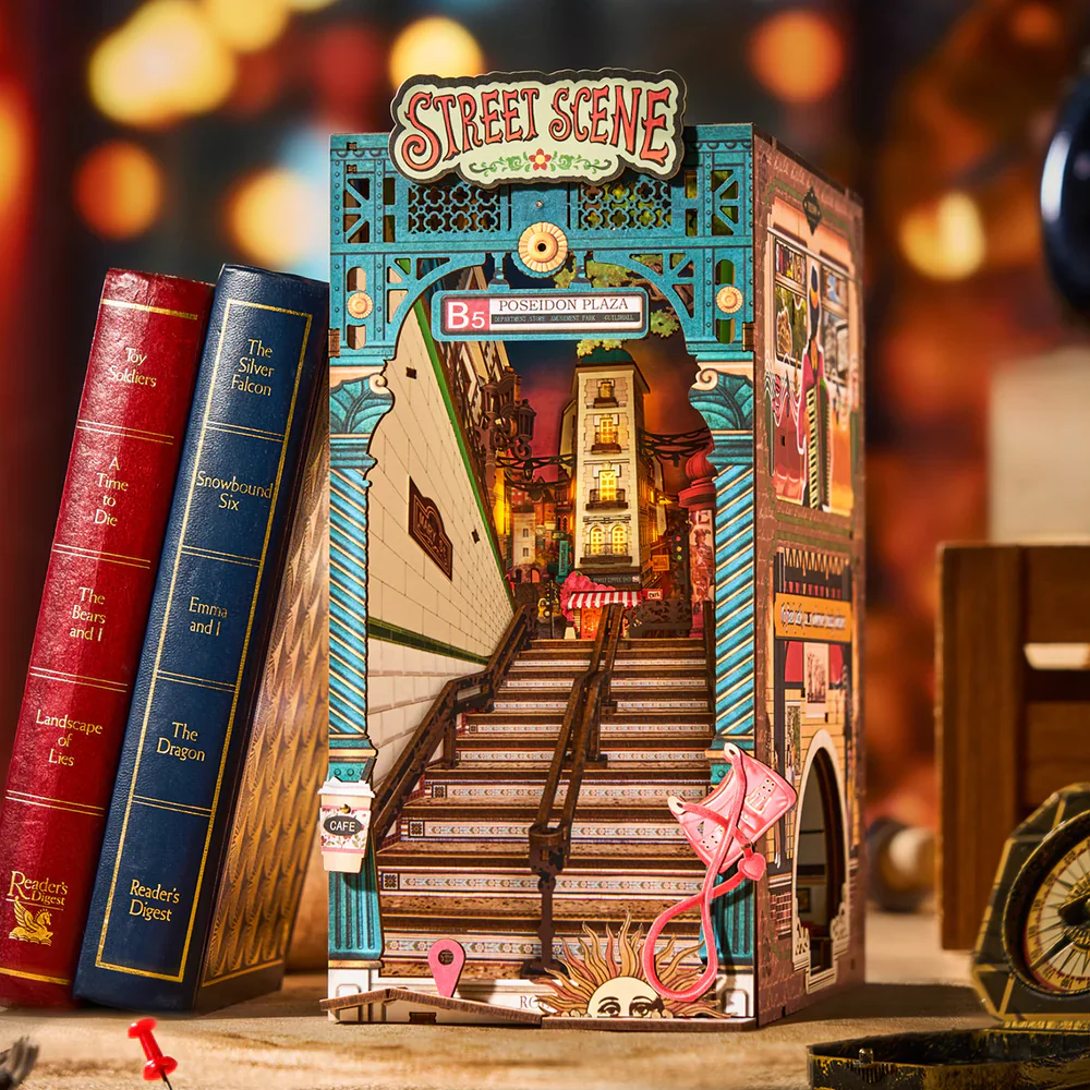 Robotime Rolife Street Scene DIY Book Nook Shelf Insert TGB13 - Image 2