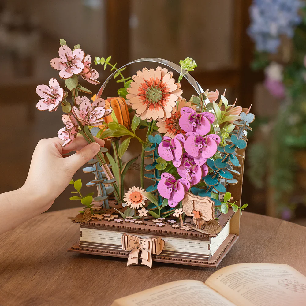 Robotime Rowood DIY 3D Flower Puzzle - Wooden Blooming Book TW04H - Image 6