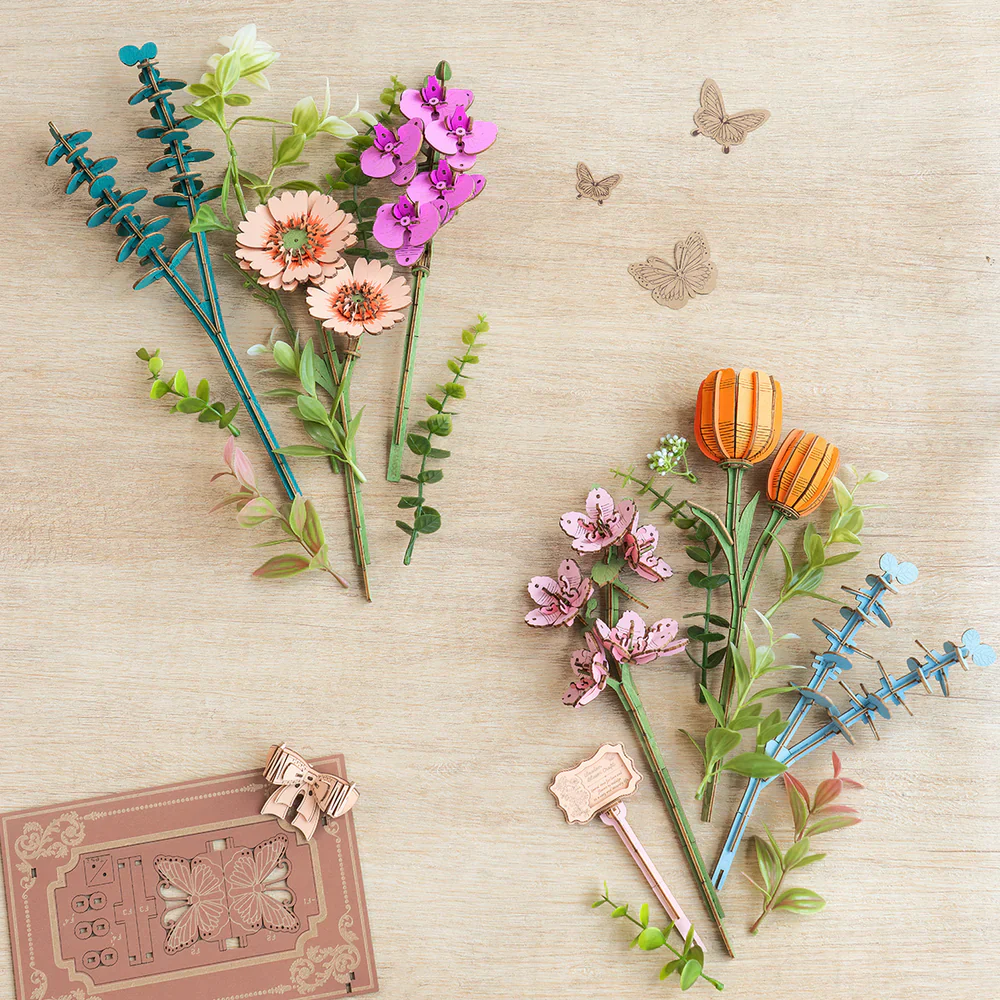 Robotime Rowood DIY 3D Flower Puzzle - Wooden Blooming Book TW04H - Image 8