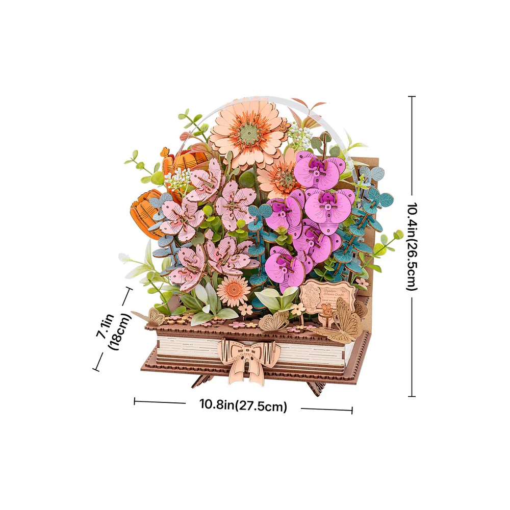 Robotime Rowood DIY 3D Flower Puzzle - Wooden Blooming Book TW04H - Image 9