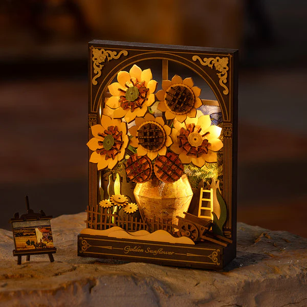 Robotime Rowood Golden Sunflower Wall Art 3D Wooden Puzzle TH002 - Image 2